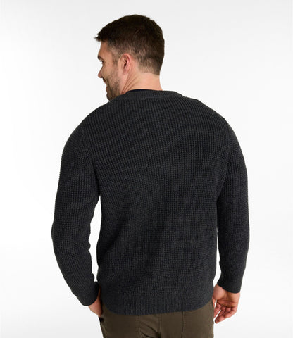 L.L.Bean Men's L.L.Bean Organic Cotton Waffle Sweater, Henley Field Khaki