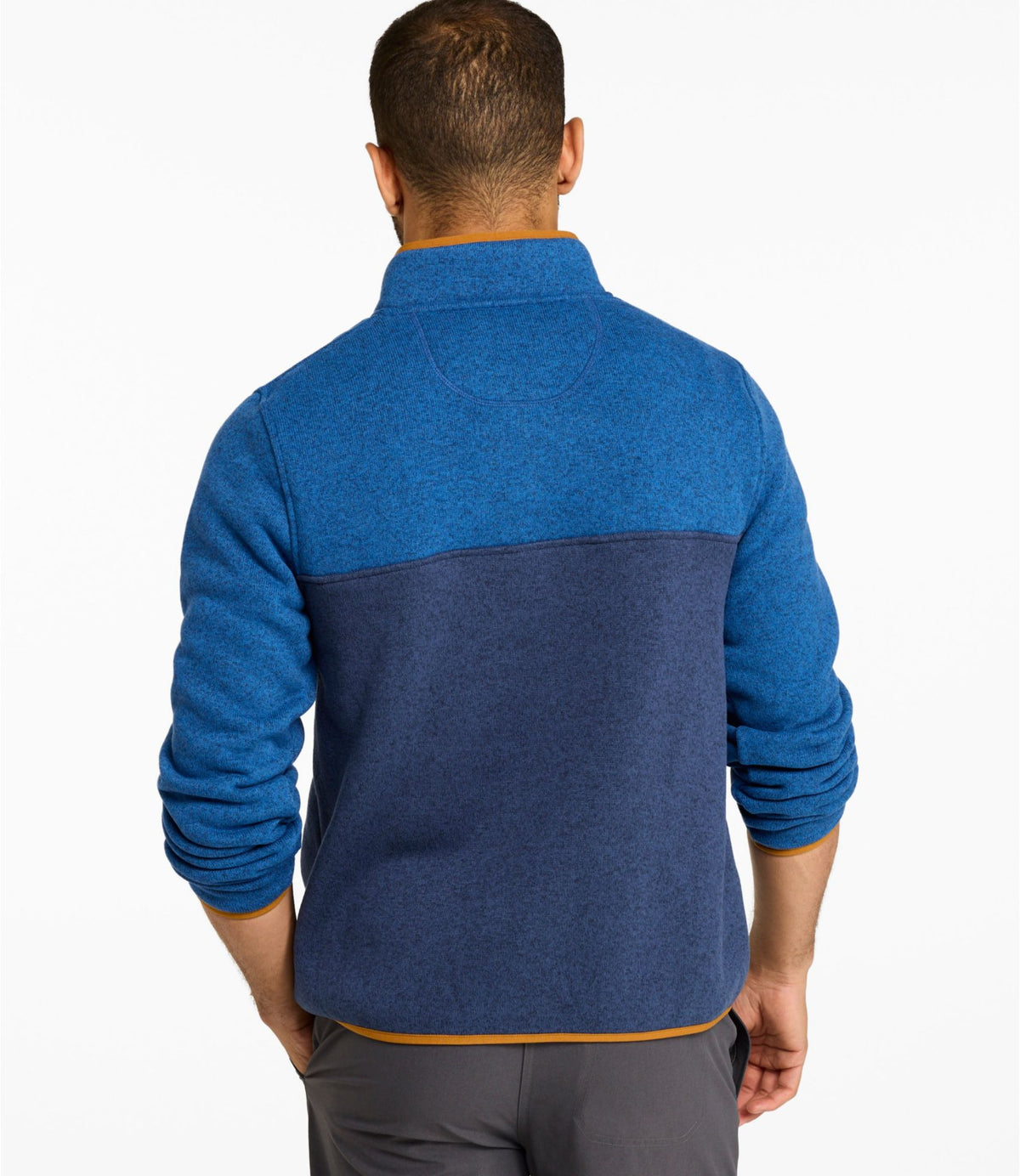 L.L.Bean Men's L.L.Bean Sweater Fleece Pullover, Colorblock Deep Glacier Blue/Classic Navy