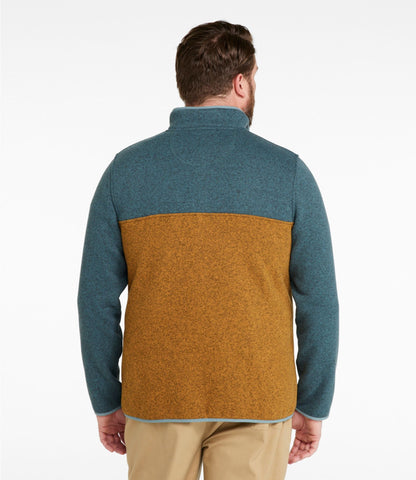 L.L.Bean Men's L.L.Bean Sweater Fleece Pullover, Colorblock Deep Glacier Blue/Classic Navy