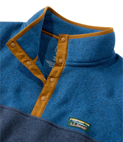 L.L.Bean Men's L.L.Bean Sweater Fleece Pullover, Colorblock Deep Glacier Blue/Classic Navy