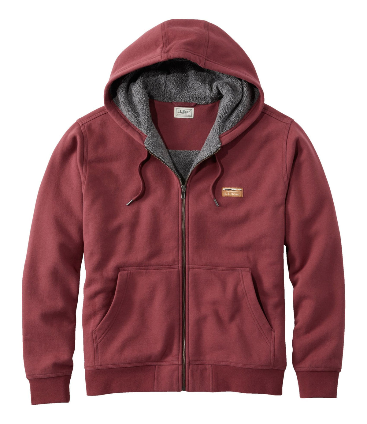 L.L.Bean Men's Katahdin Iron Works® Hooded Sweatshirt, Fleece-Lined Burgundy