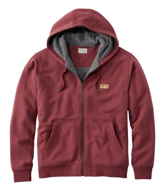 L.L.Bean Men's Katahdin Iron Works® Hooded Sweatshirt, Fleece-Lined Burgundy