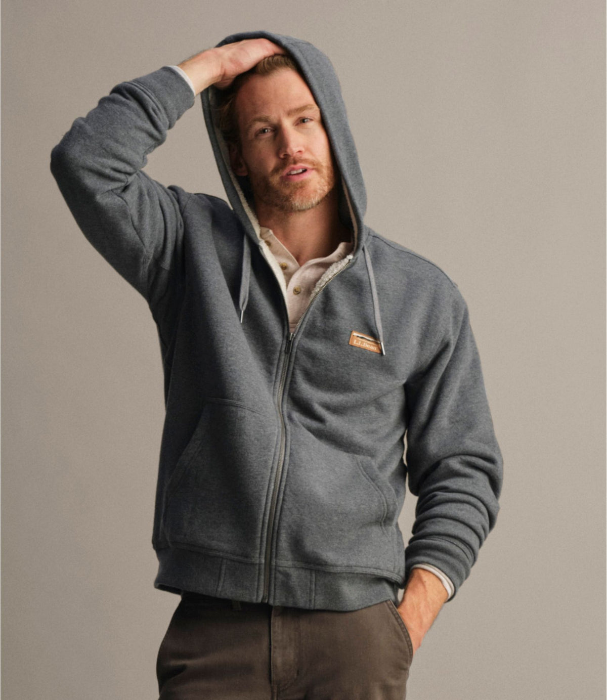 L.L.Bean Men's Katahdin Iron Works® Hooded Sweatshirt, Fleece-Lined Burgundy