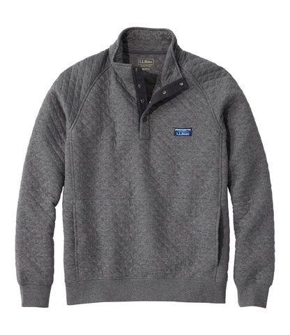 L.L.Bean Men's Quilted Sweatshirt, Mockneck Charcoal Heather