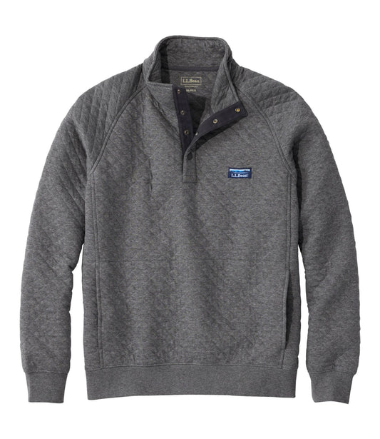 L.L.Bean Men's Quilted Sweatshirt, Mockneck Charcoal Heather