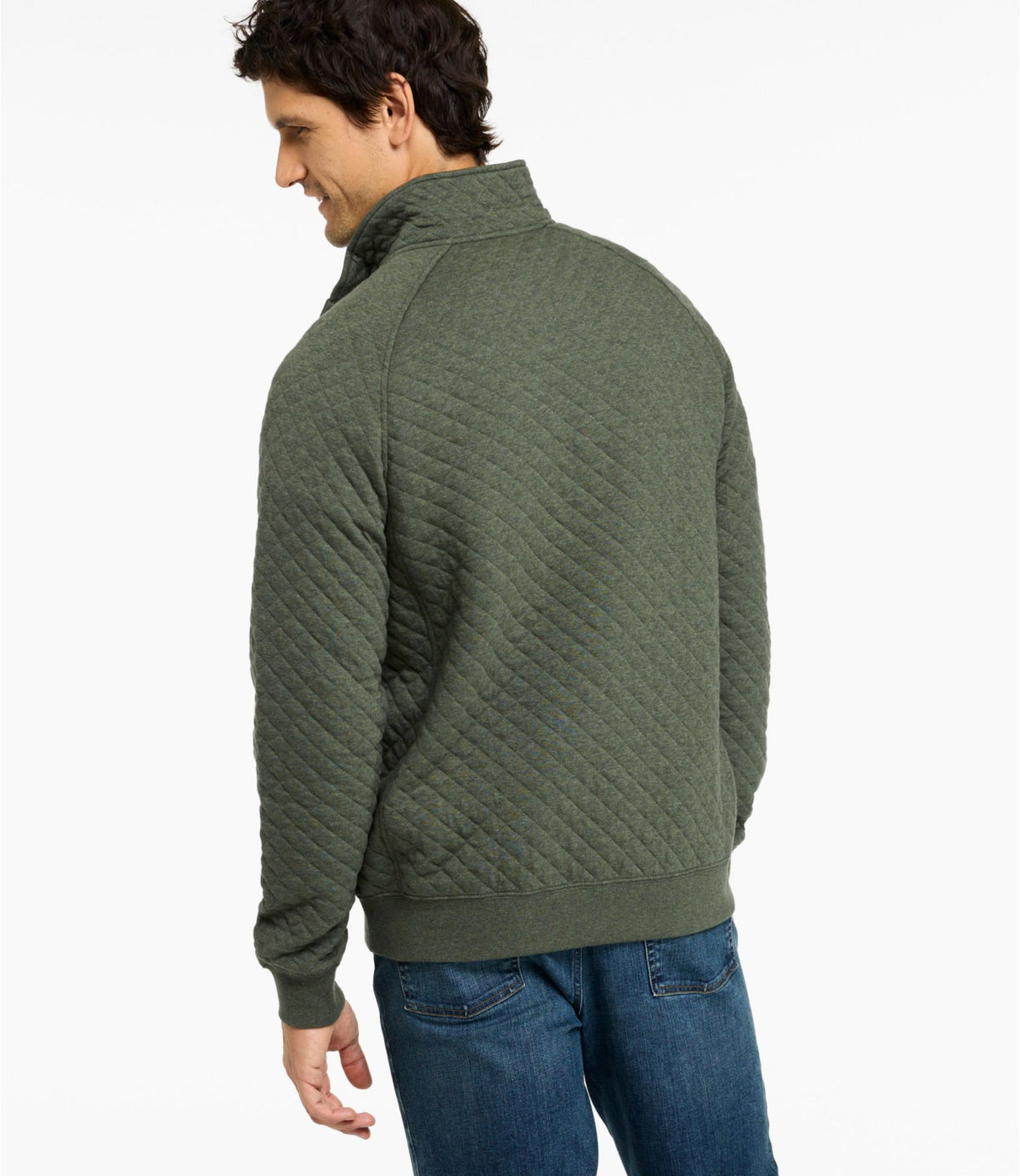 L.L.Bean Men's Quilted Sweatshirt, Mockneck Charcoal Heather