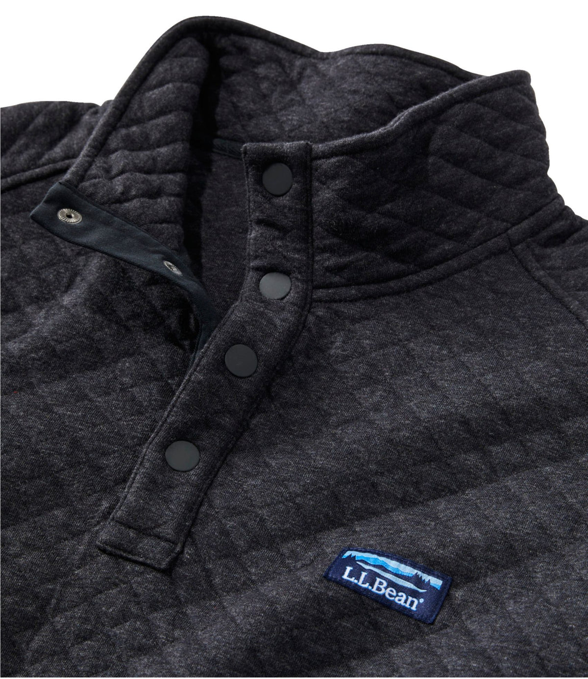 L.L.Bean Men's Quilted Sweatshirt, Mockneck Charcoal Heather