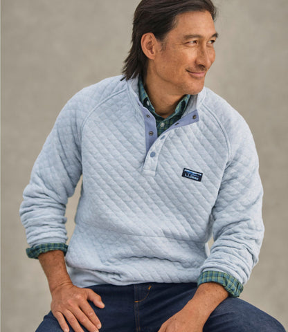 L.L.Bean Men's Quilted Sweatshirt, Mockneck Charcoal Heather