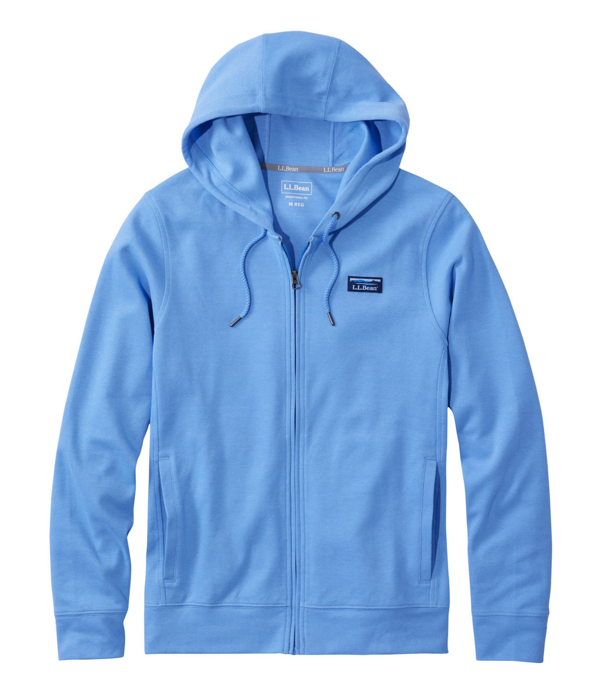 L.L.Bean Men's Comfort Stretch Performance® Piqué, Full-Zip Hoodie Blue Tide