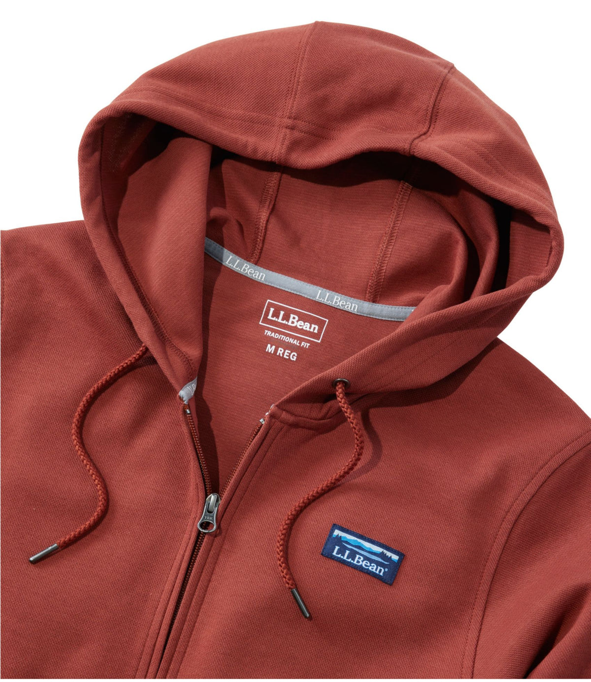 L.L.Bean Men's Comfort Stretch Performance® Piqué, Full-Zip Hoodie Blue Tide