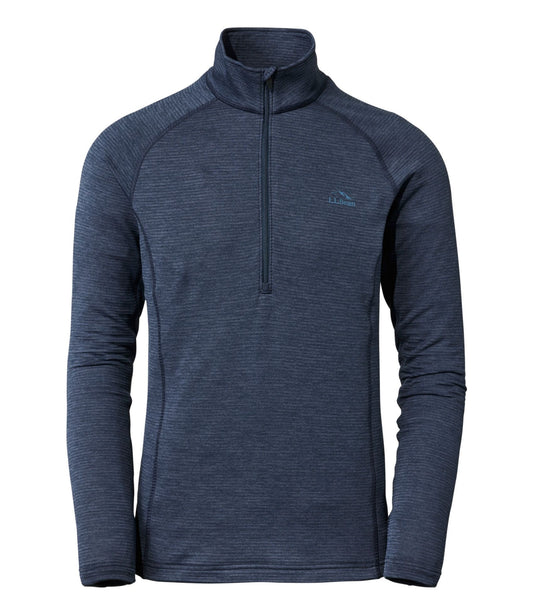 L.L.Bean Men's L.L.Bean Midweight Base Layer Crew Top, 1/4 Zip Carbon Navy
