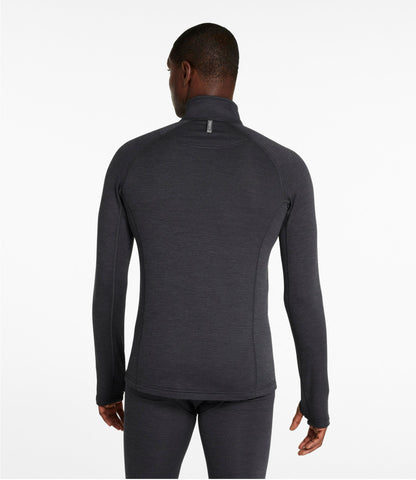 L.L.Bean Men's L.L.Bean Midweight Base Layer Crew Top, 1/4 Zip Carbon Navy