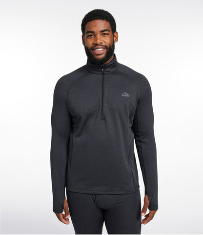 L.L.Bean Men's L.L.Bean Midweight Base Layer Crew Top, 1/4 Zip Carbon Navy