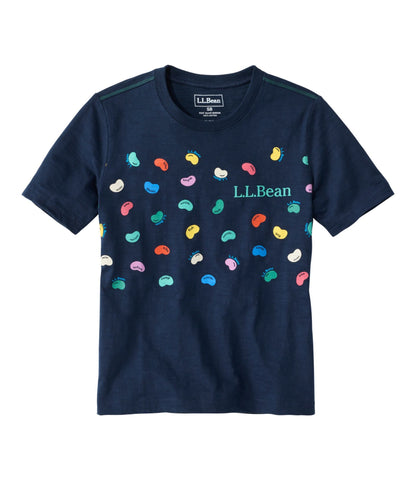 L.L.Bean Kids' Graphic Tee, Glow-in-the-Dark Classic Navy Tossed Beans