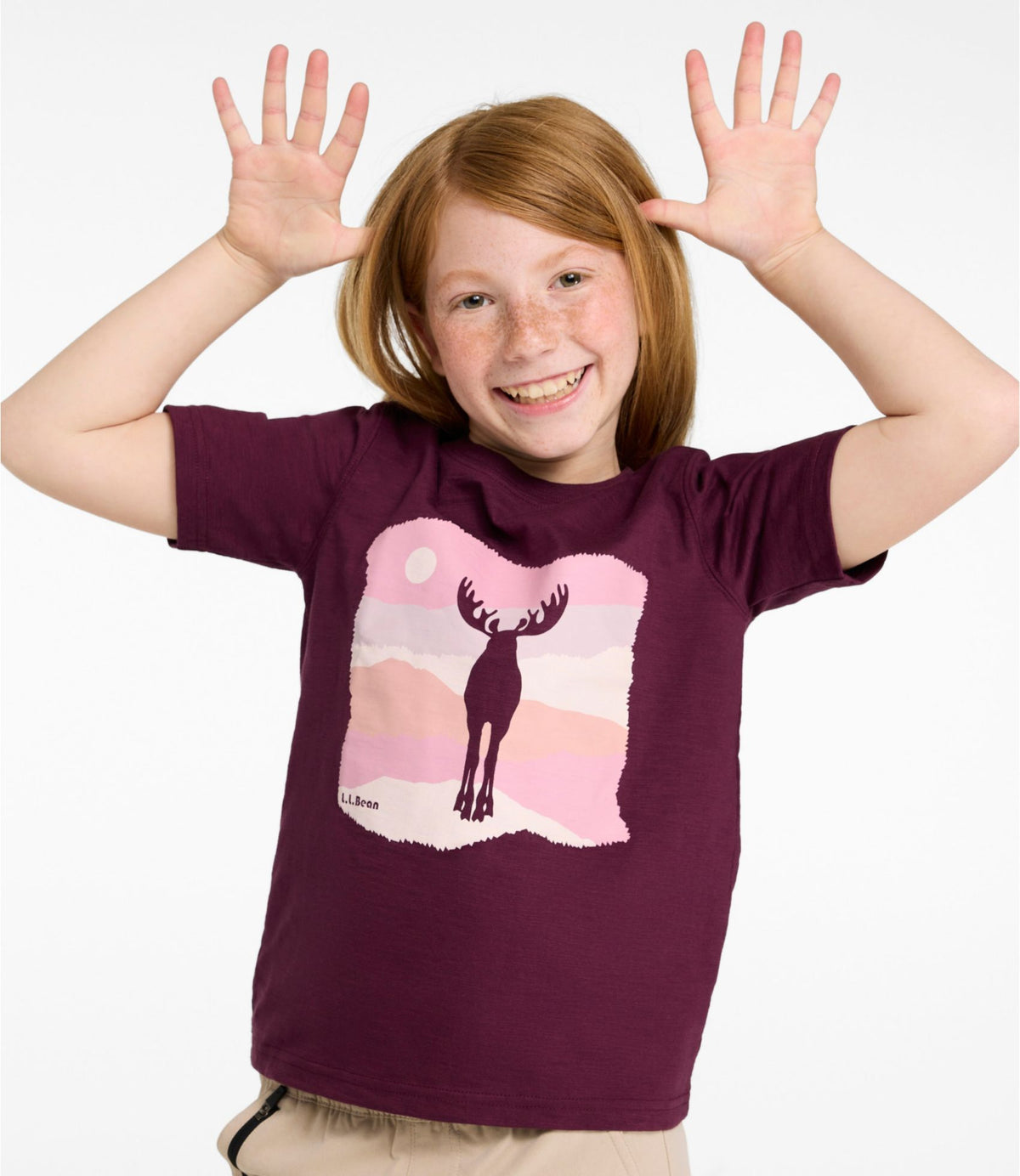 L.L.Bean Kids' Graphic Tee, Glow-in-the-Dark Classic Navy Tossed Beans