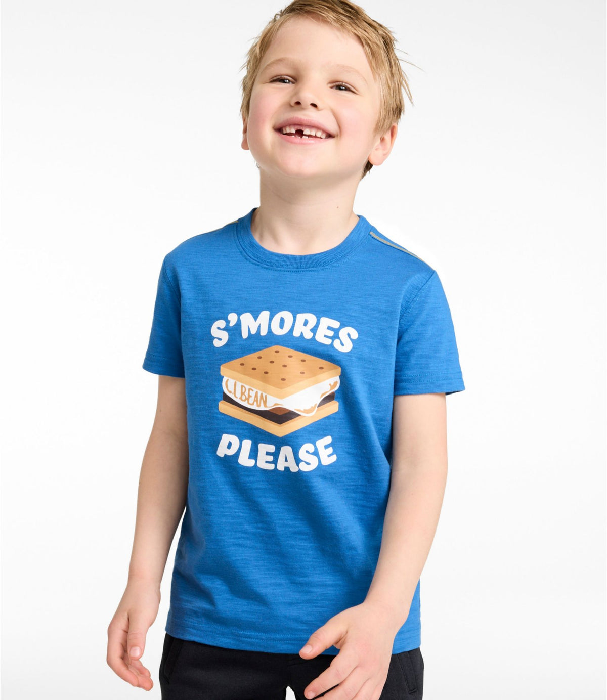 L.L.Bean Kids' Graphic Tee, Glow-in-the-Dark Classic Navy Tossed Beans