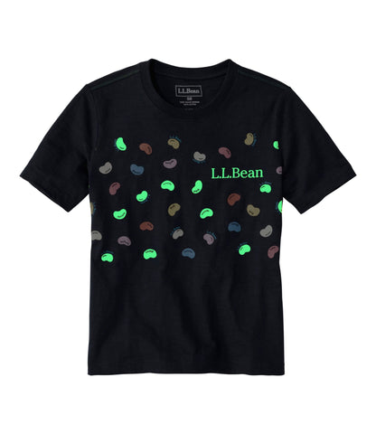 L.L.Bean Kids' Graphic Tee, Glow-in-the-Dark Classic Navy Tossed Beans