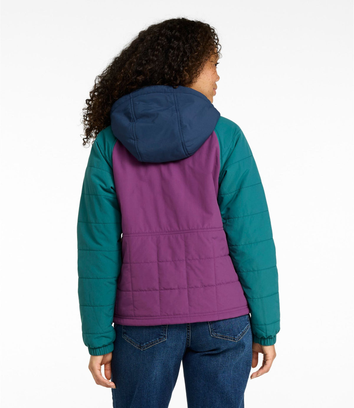 L.L.Bean Women's Mountain Classic Insulated Anorak, Colorblock Mariner Blue/Wood Violet