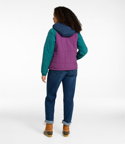 L.L.Bean Women's Mountain Classic Insulated Anorak, Colorblock Mariner Blue/Wood Violet