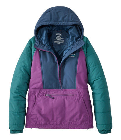 L.L.Bean Women's Mountain Classic Insulated Anorak, Colorblock Mariner Blue/Wood Violet