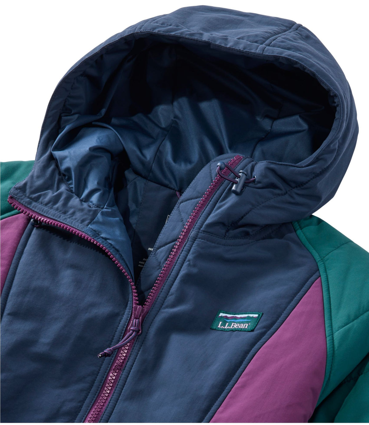L.L.Bean Women's Mountain Classic Insulated Anorak, Colorblock Mariner Blue/Wood Violet