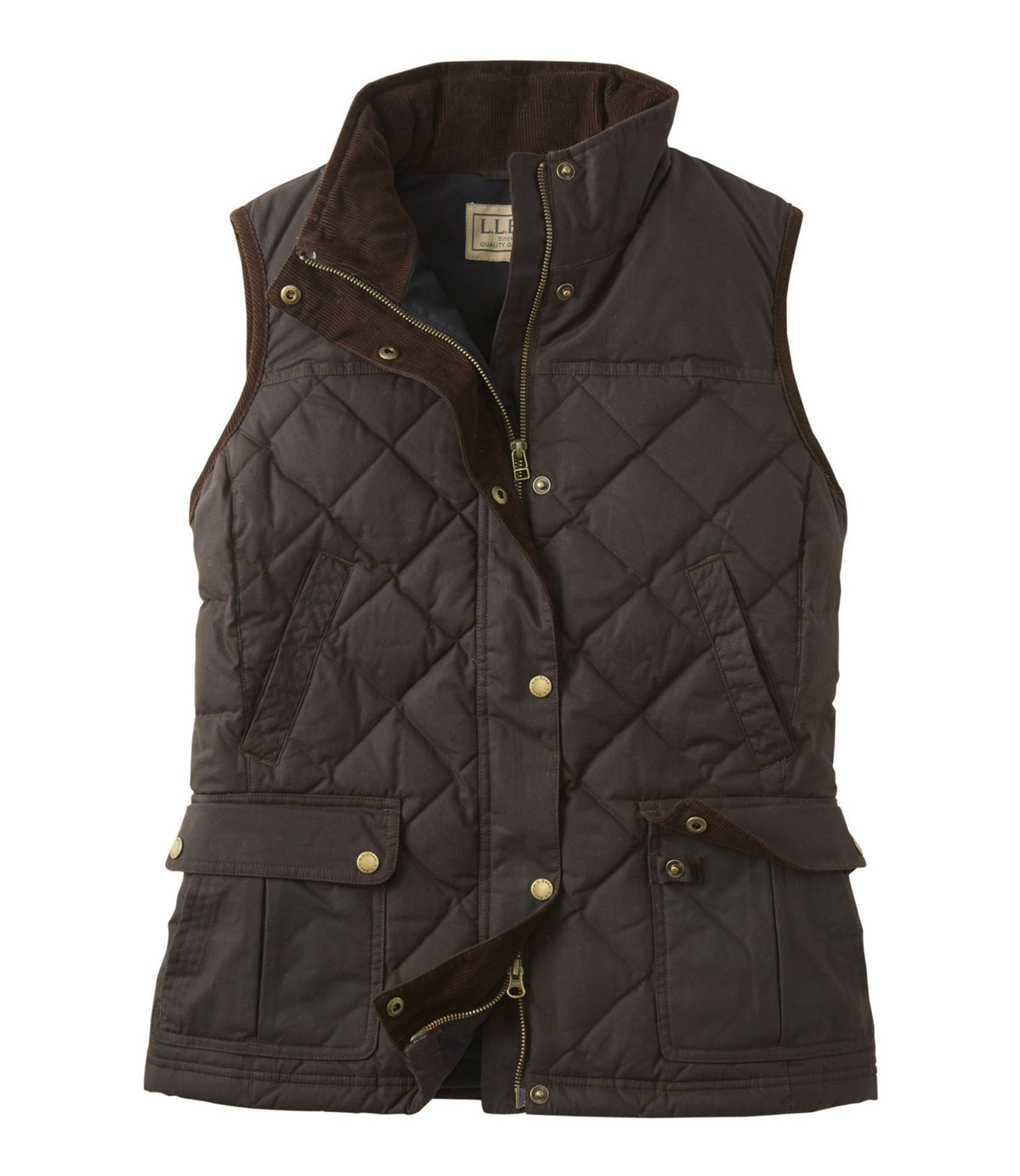 L.L.Bean Women's L.L.Bean Upcountry Waxed Cotton Down Vest Coffee Bean