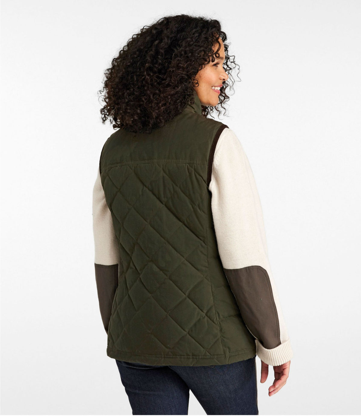 L.L.Bean Women's L.L.Bean Upcountry Waxed Cotton Down Vest Coffee Bean