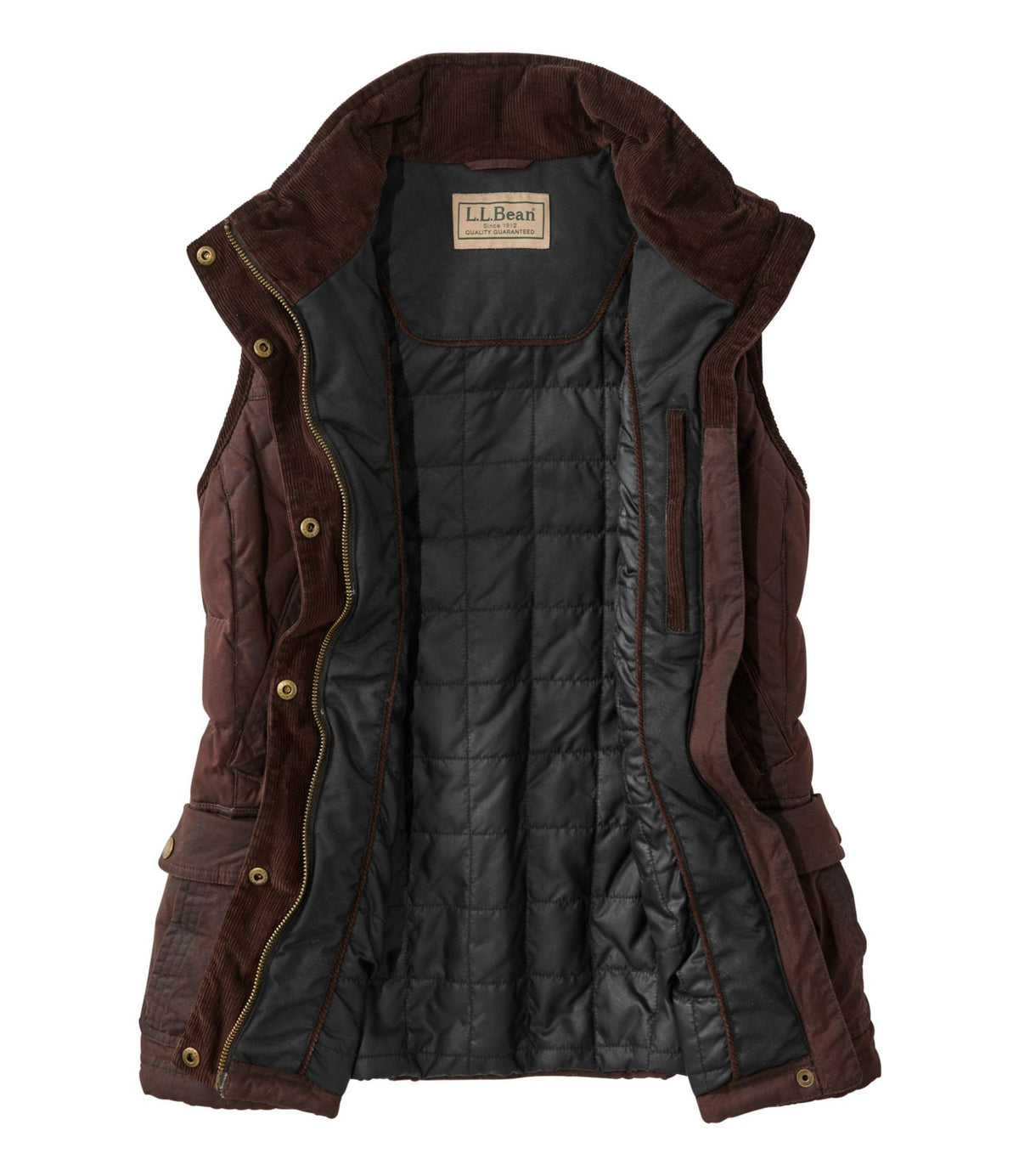 L.L.Bean Women's L.L.Bean Upcountry Waxed Cotton Down Vest Coffee Bean