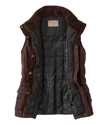 L.L.Bean Women's L.L.Bean Upcountry Waxed Cotton Down Vest Coffee Bean
