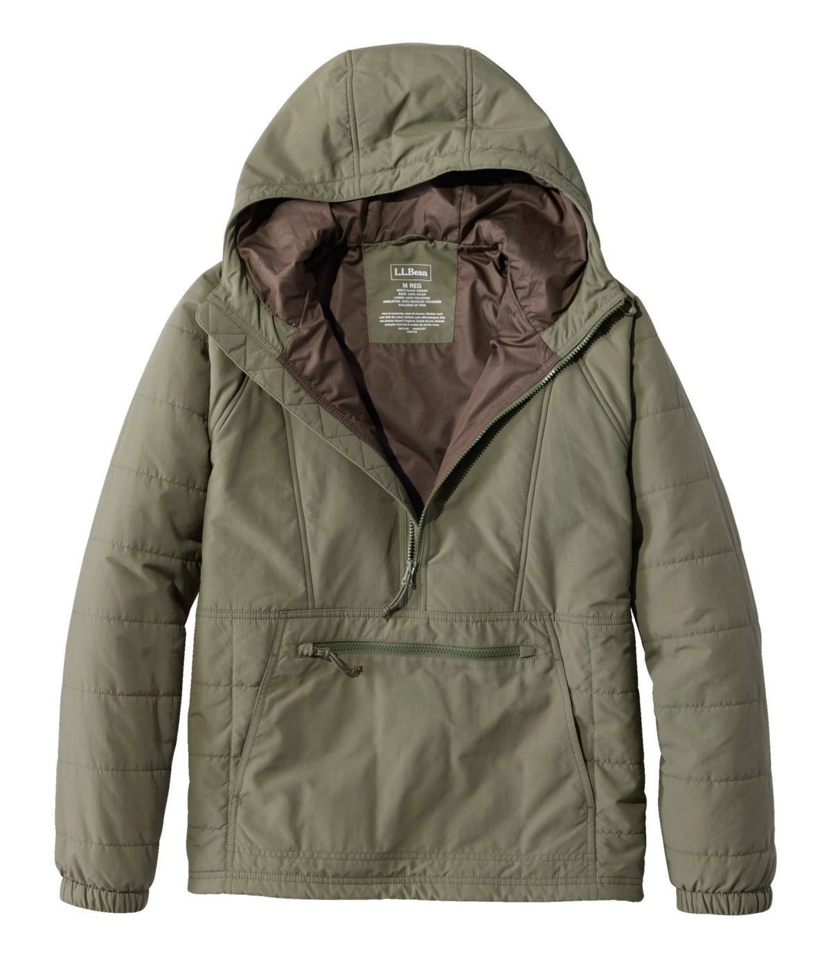 L.L.Bean Men's Mountain Classic Insulated Anorak Olive Gray