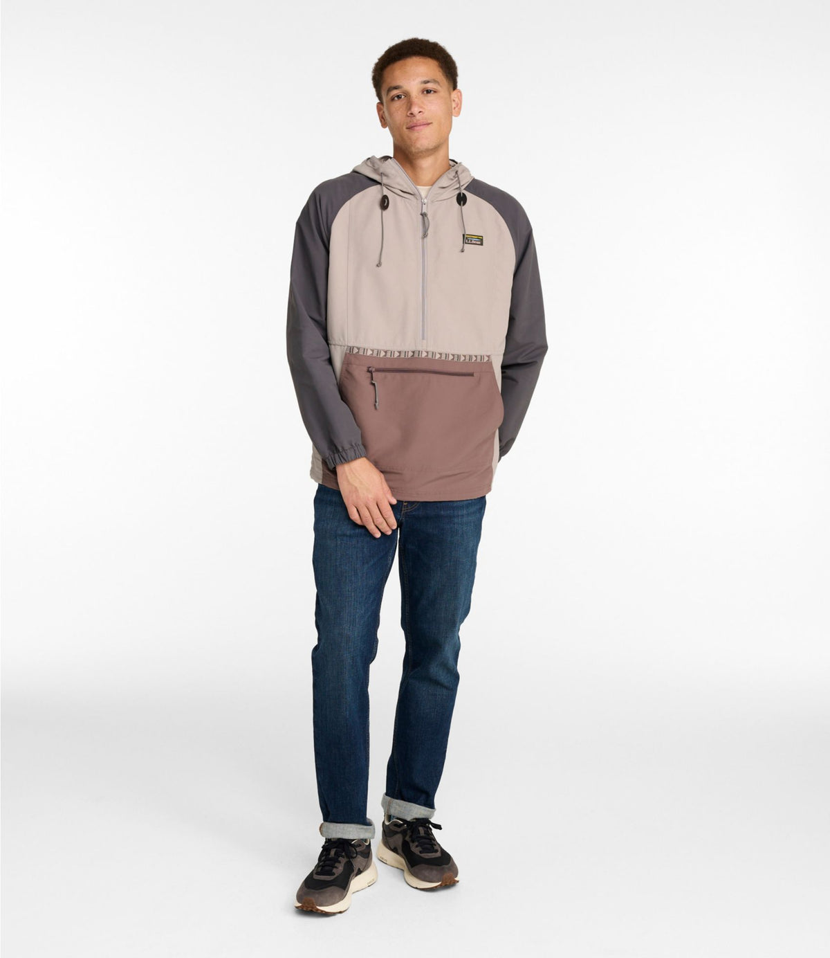 L.L.Bean Men's Mountain Classic Anorak, Multi-Color Shore/Iron