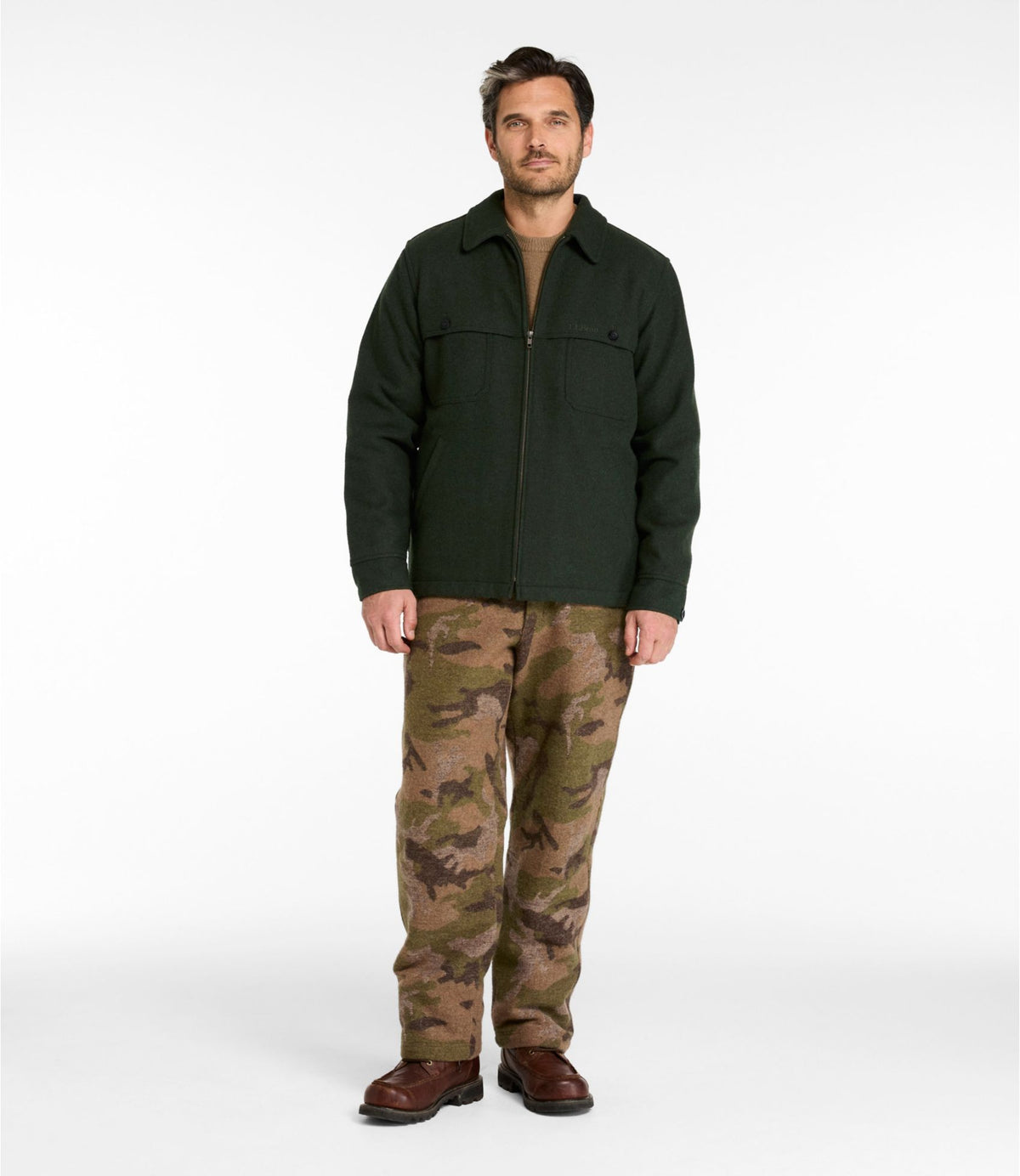L.L.Bean Men's Maine Guide Zip-Front Jac-Shirt with PrimaLoft Loden