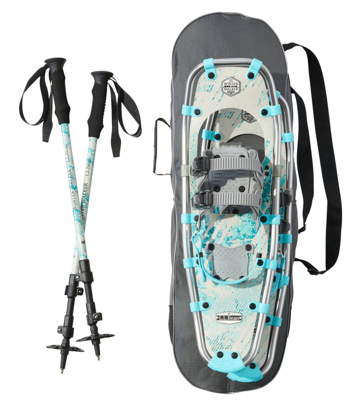 L.L.Bean Women's Winter Walker Snowshoe Package Teal Blue Fracture
