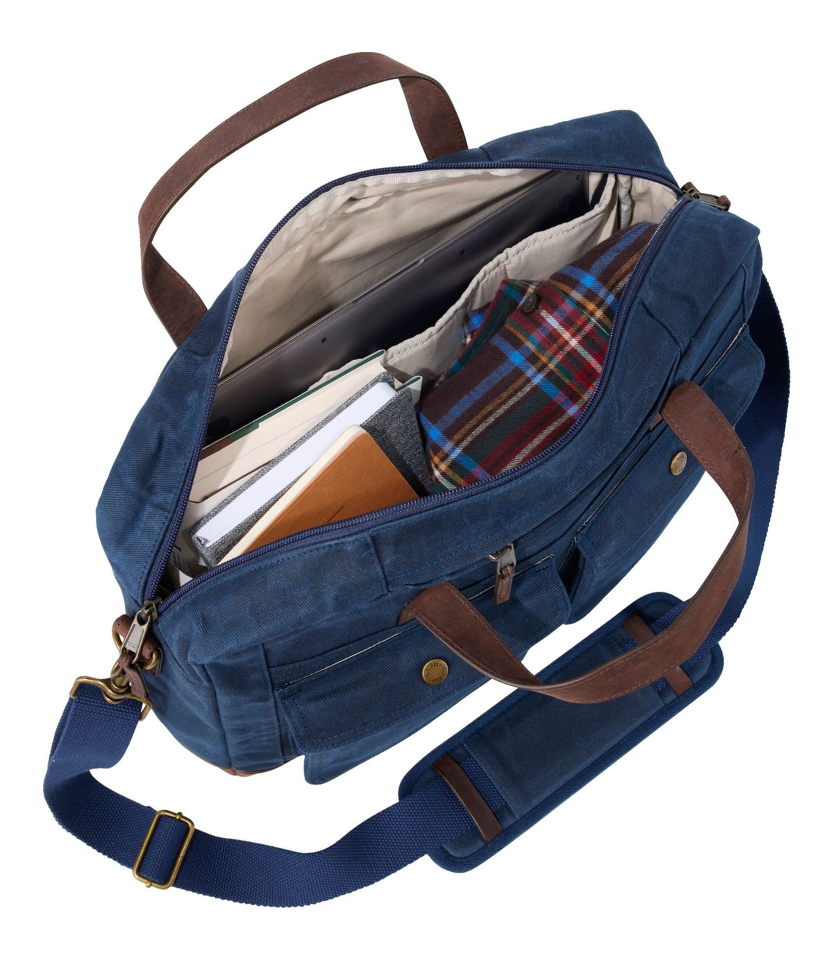 L.L.Bean Waxed Canvas Briefcase Classic Navy
