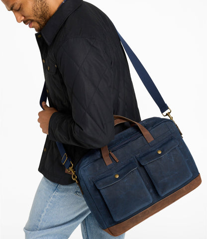 L.L.Bean Waxed Canvas Briefcase Classic Navy