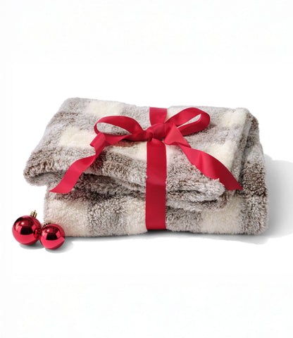 L.L.Bean Cozy Plush Throw, Plaid Dark Sable