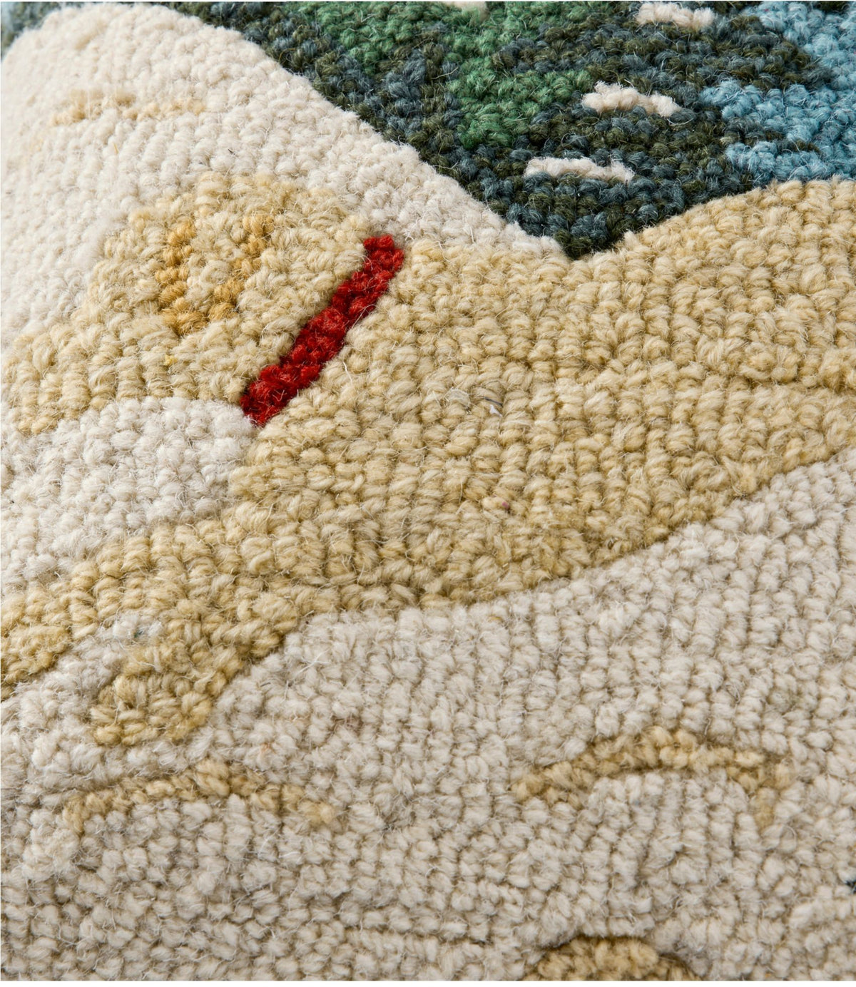 L.L.Bean Wool Hooked Throw Pillow, Snow Day Yellow Dog, 14" x 14"