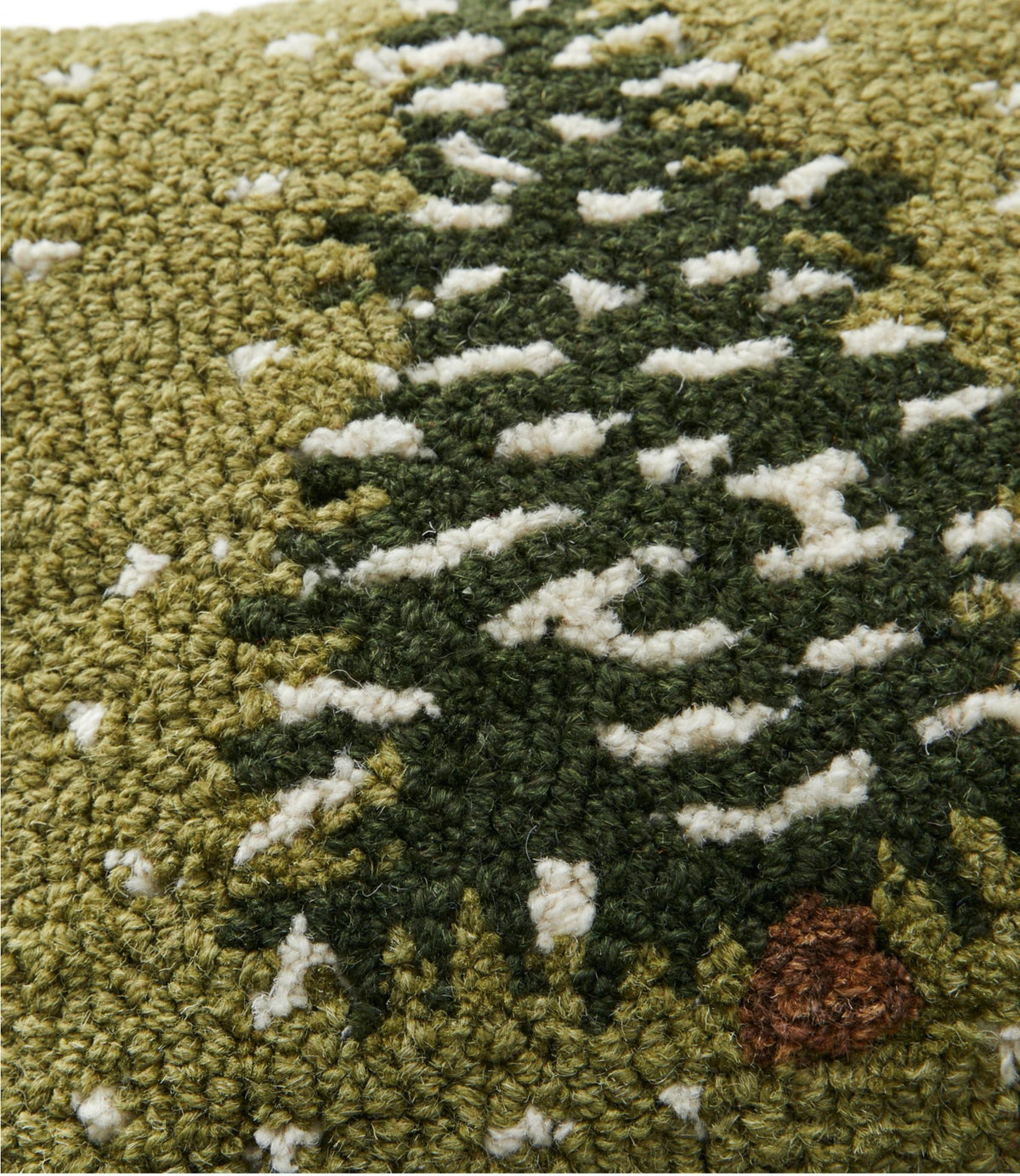 L.L.Bean Wool Hooked Throw Pillow, Frosted Tree, 14" x 14"