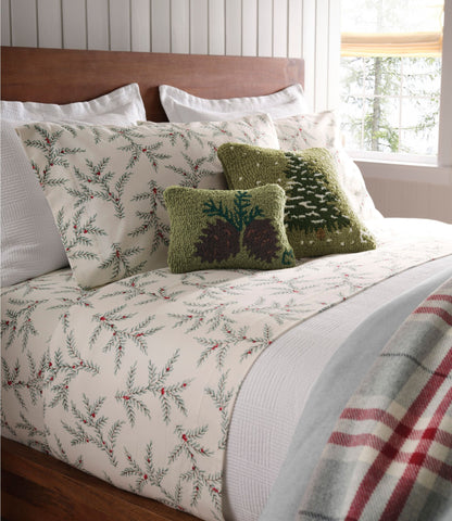 L.L.Bean Wool Hooked Throw Pillow, Frosted Tree, 14" x 14"