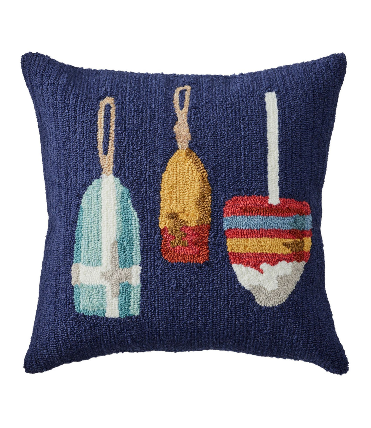 L.L.Bean Indoor/Outdoor Hooked Pillow, Buoys, 18" x 18" Multi