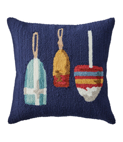 L.L.Bean Indoor/Outdoor Hooked Pillow, Buoys, 18" x 18" Multi