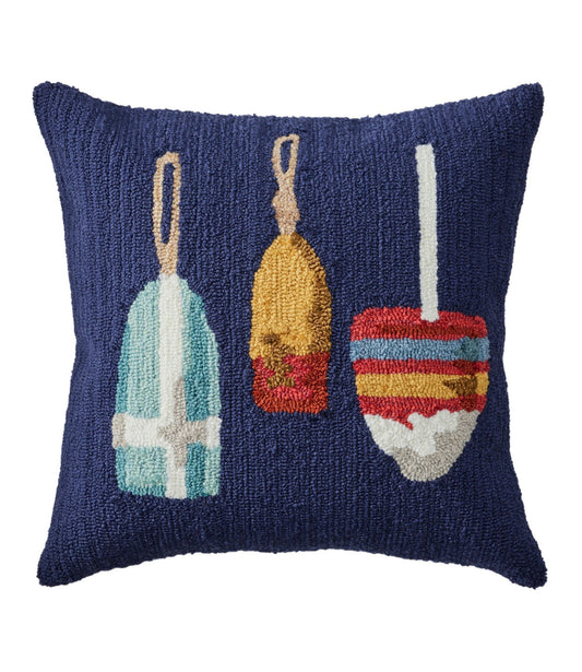 L.L.Bean Indoor/Outdoor Hooked Pillow, Buoys, 18" x 18" Multi