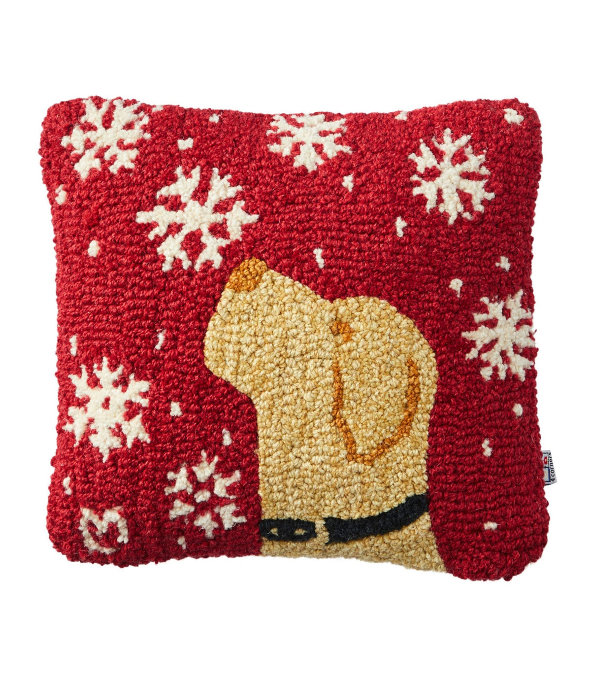 L.L.Bean Wool Hooked Throw Pillow, Snowflake Yellow Lab, 14" x 14"