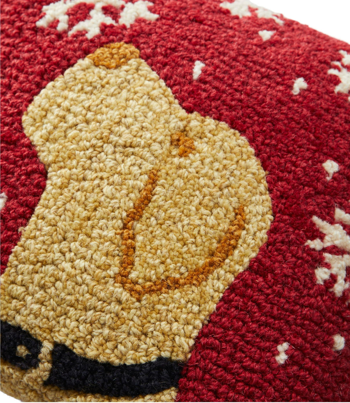 L.L.Bean Wool Hooked Throw Pillow, Snowflake Yellow Lab, 14" x 14"