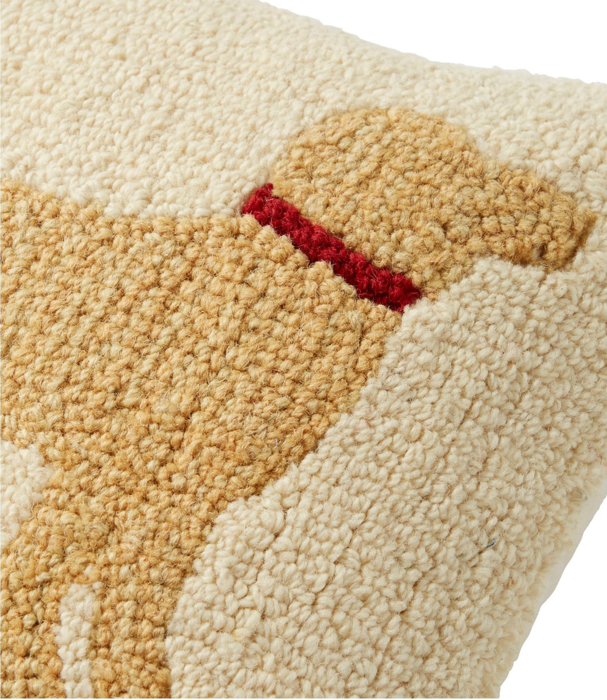 L.L.Bean Wool Hooked Throw Pillow, Yellow Dog, 14" x 14"