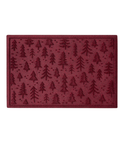 L.L.Bean Everyspace Recycled Waterhog Doormat, Holiday Trees Cranberry