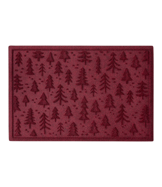 L.L.Bean Everyspace Recycled Waterhog Doormat, Holiday Trees Cranberry