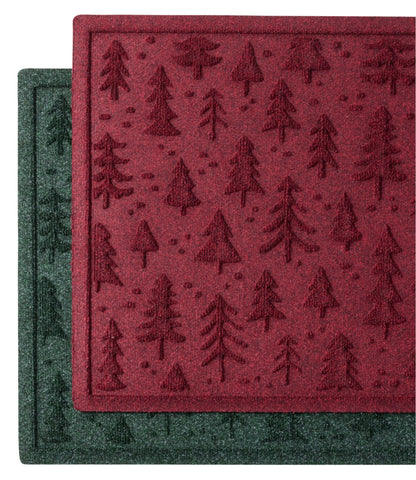 L.L.Bean Everyspace Recycled Waterhog Doormat, Holiday Trees Cranberry