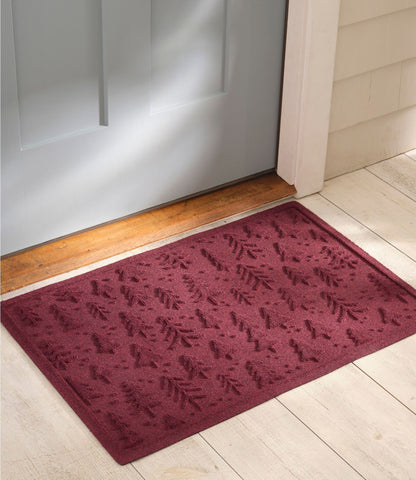 L.L.Bean Everyspace Recycled Waterhog Doormat, Holiday Trees Cranberry