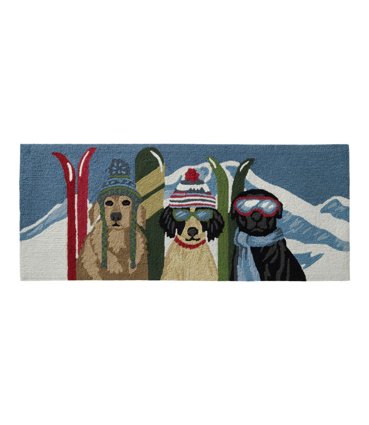 L.L.Bean Indoor/Outdoor Vacationland Runner, Dogs Skiing Multi